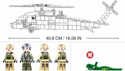 Black Tactical Rescue Helicopter – 692pcs + 4 Troops