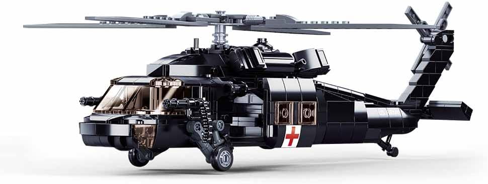 Black Tactical Rescue Helicopter – 692pcs + 4 Troops